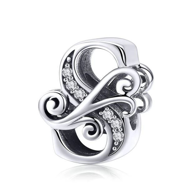 Women's Charm Alphabet Letter Sterling Silver S