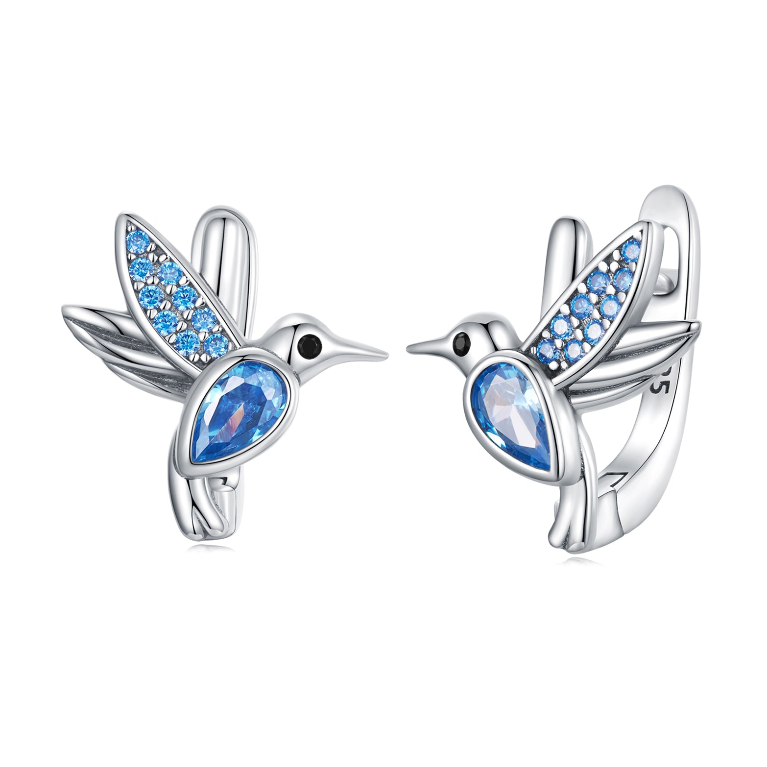 Dazzling Blue Bird Stud Earrings
