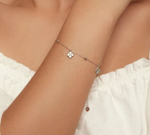 Woman Bracelet Adjustable Clover Sterling Silver