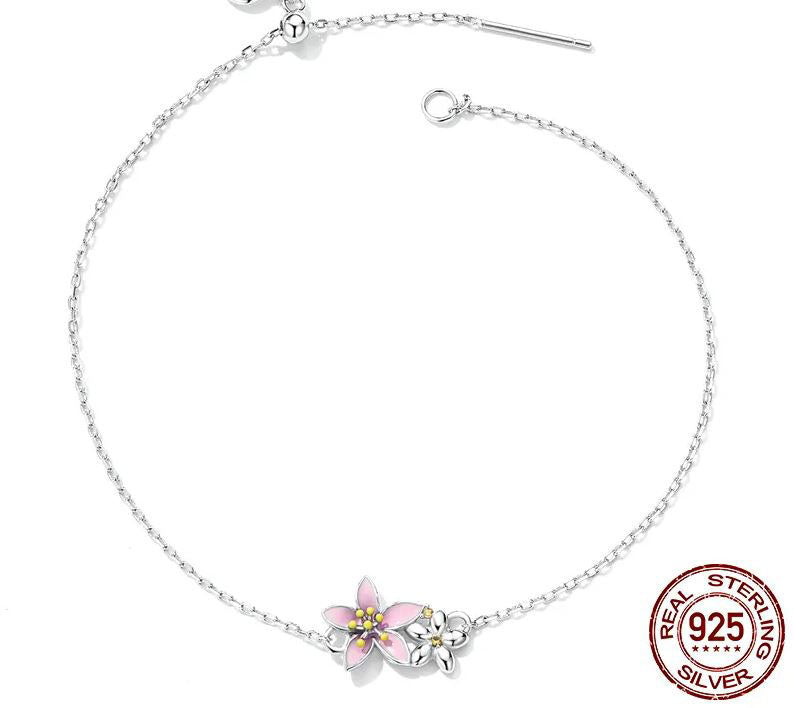 Woman Bracelet Pink Snake Chain Sterling Silver