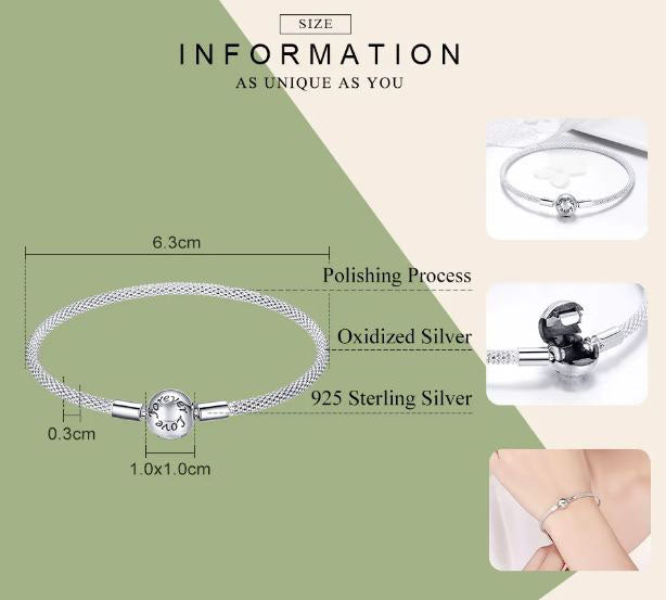 925 Sterling Silver Snake Chain Bracelet Beads