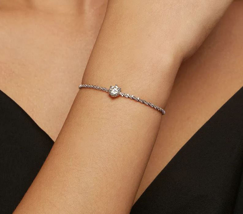 Chain Link Bracelet Woman Moissanite Clear