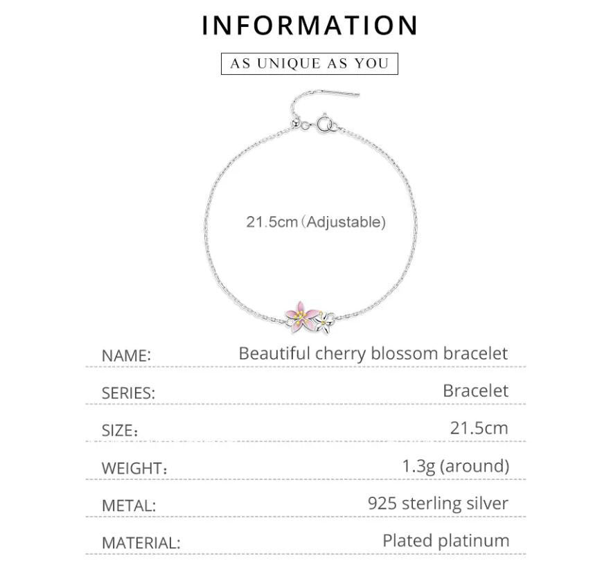 Snake Chain Bracelet Woman Cherry Blossom Pink