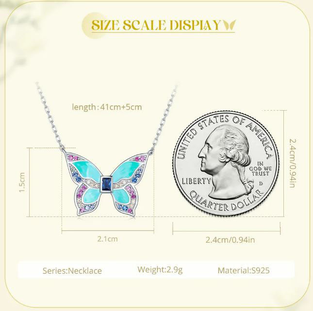 Butterfly Necklace Pendant Insect Turquoise