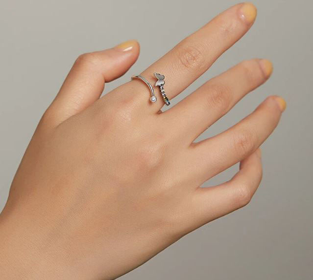 Rainbow Ring Multi Colour Butterfly Sterling Silver