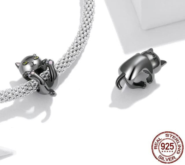 Charm For Women Enamel Cat 925 Sterling Silver