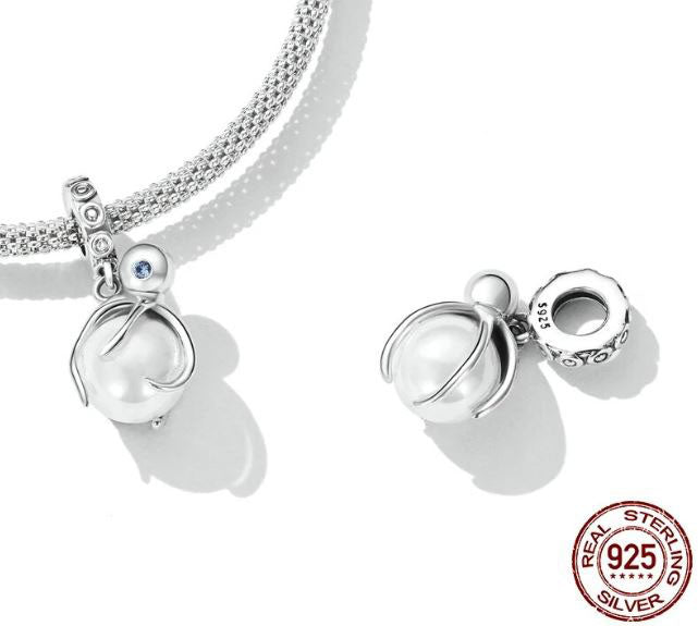 Octopus Shell Bead Charm Round