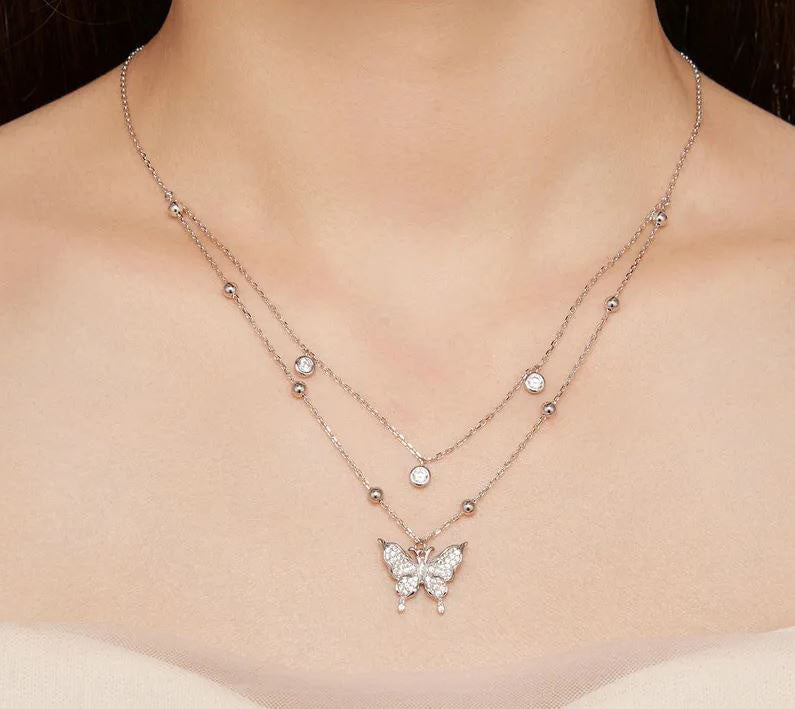 Necklace For Women Pendant Butterfly 925 Sterling Silver