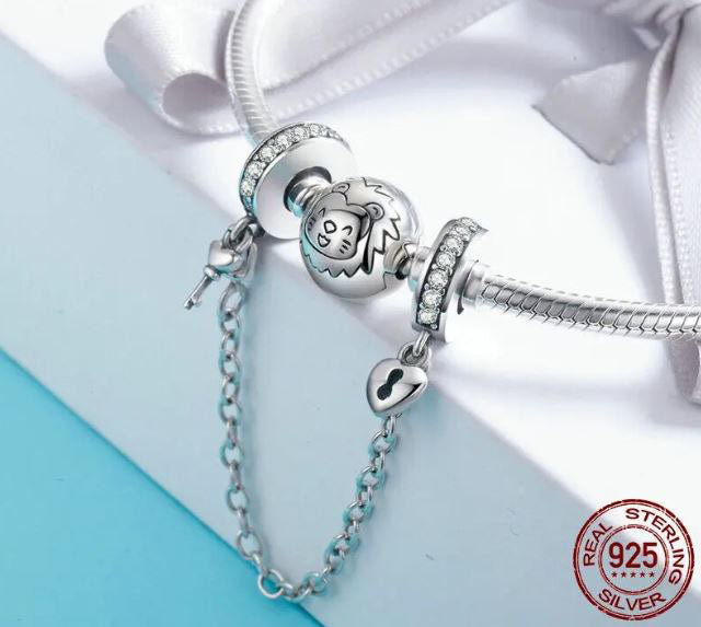 Charm For Women Dangle Heart Lock 925 Sterling Silver