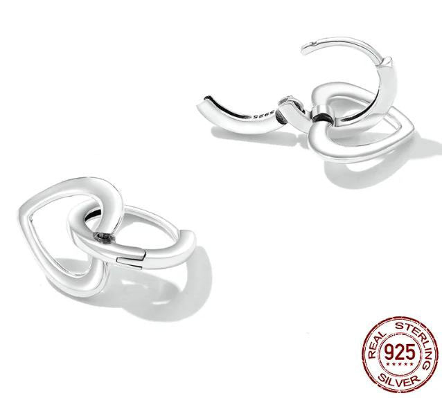 Lever Back Earrings Sterling Silver Drop Hoop Heart