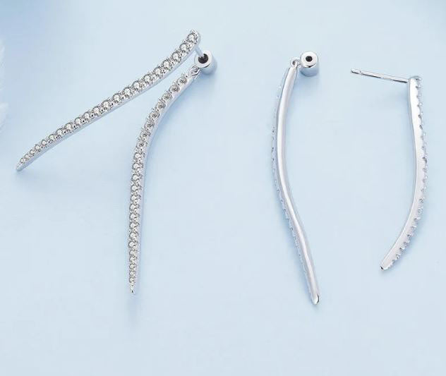 Dangle Earrings Drop Long Tassel Stud Sterling Silver