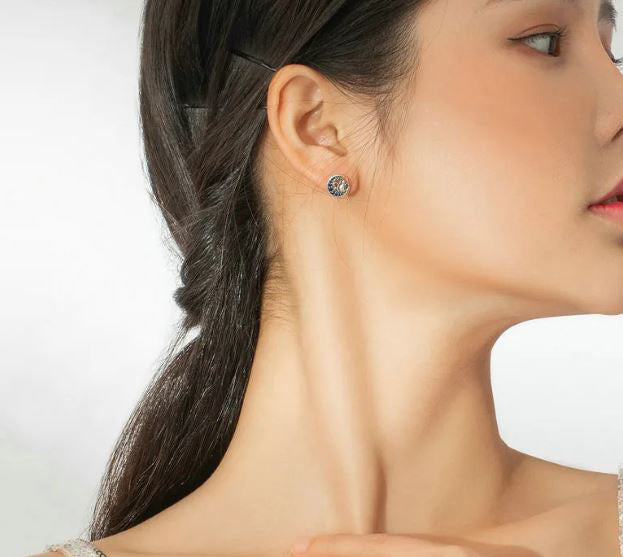 Star Earrings 925 Sterling Silver Stud Crescent Moon Cat