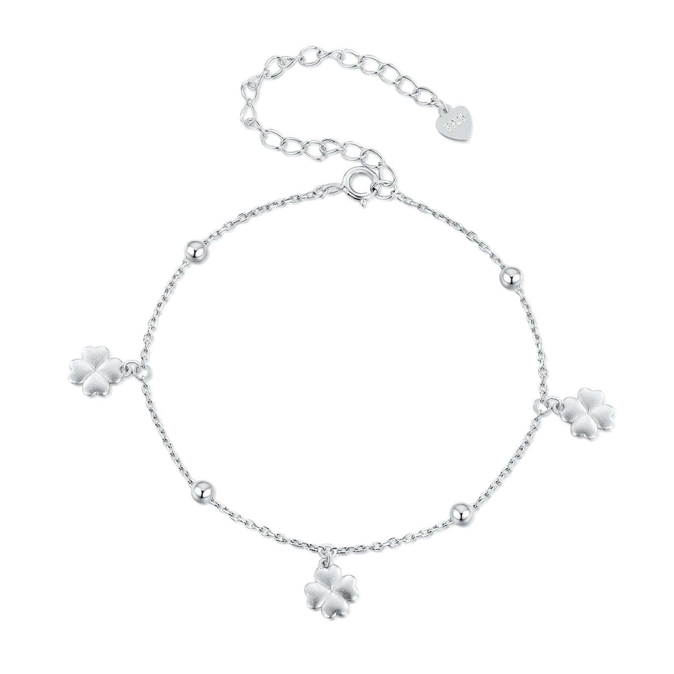 Four Leaf Clover Bracelet Ireland in sterling silver Adjustable