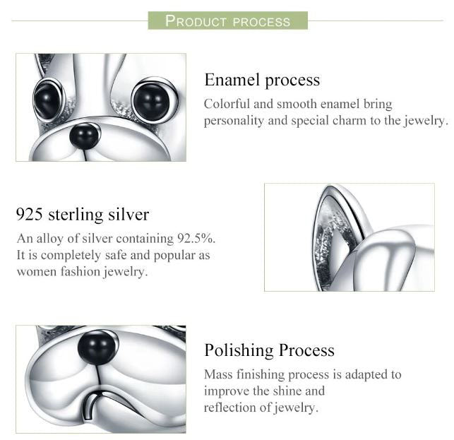 Charm For Women French Bulldog Dog 925 Sterling Silver