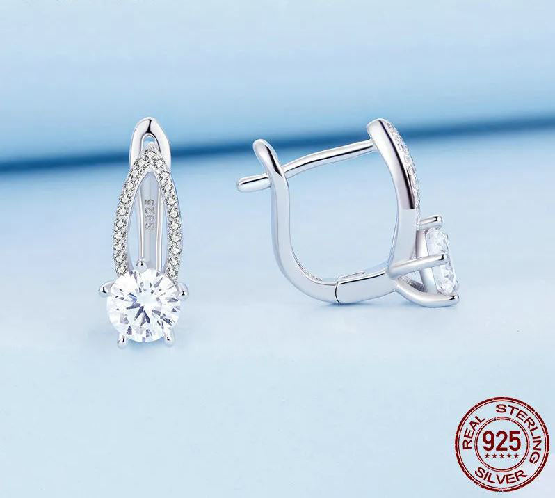Round Earrings Sterling Silver French Clip Hoop Scallop