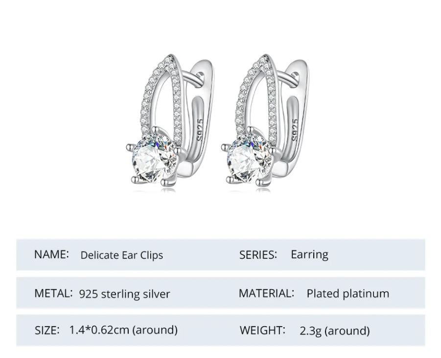 925 Sterling Silver Hoop Earrings French Clip Round