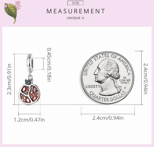 Fruit Charm Pomegranate Sterling Silver