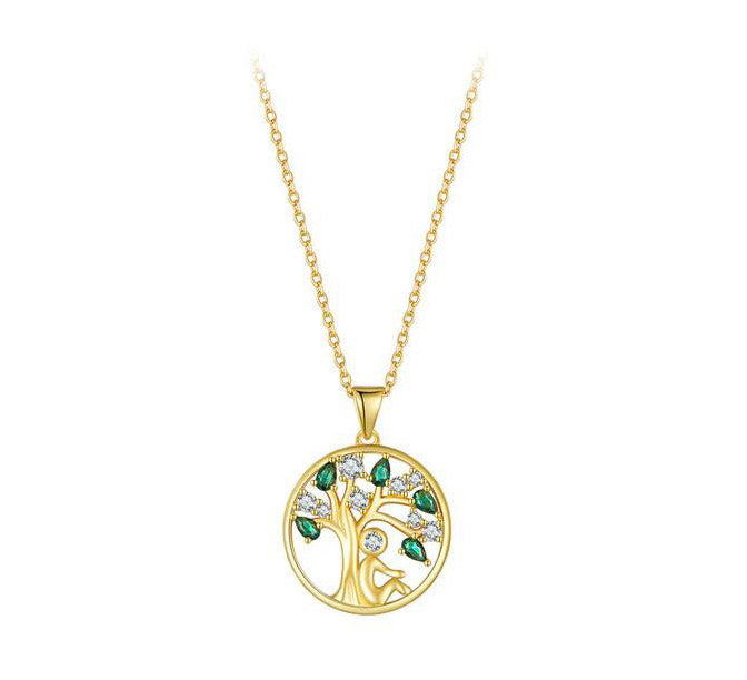 Gold Tree of Life Necklace Pendant 925 Sterling Silver