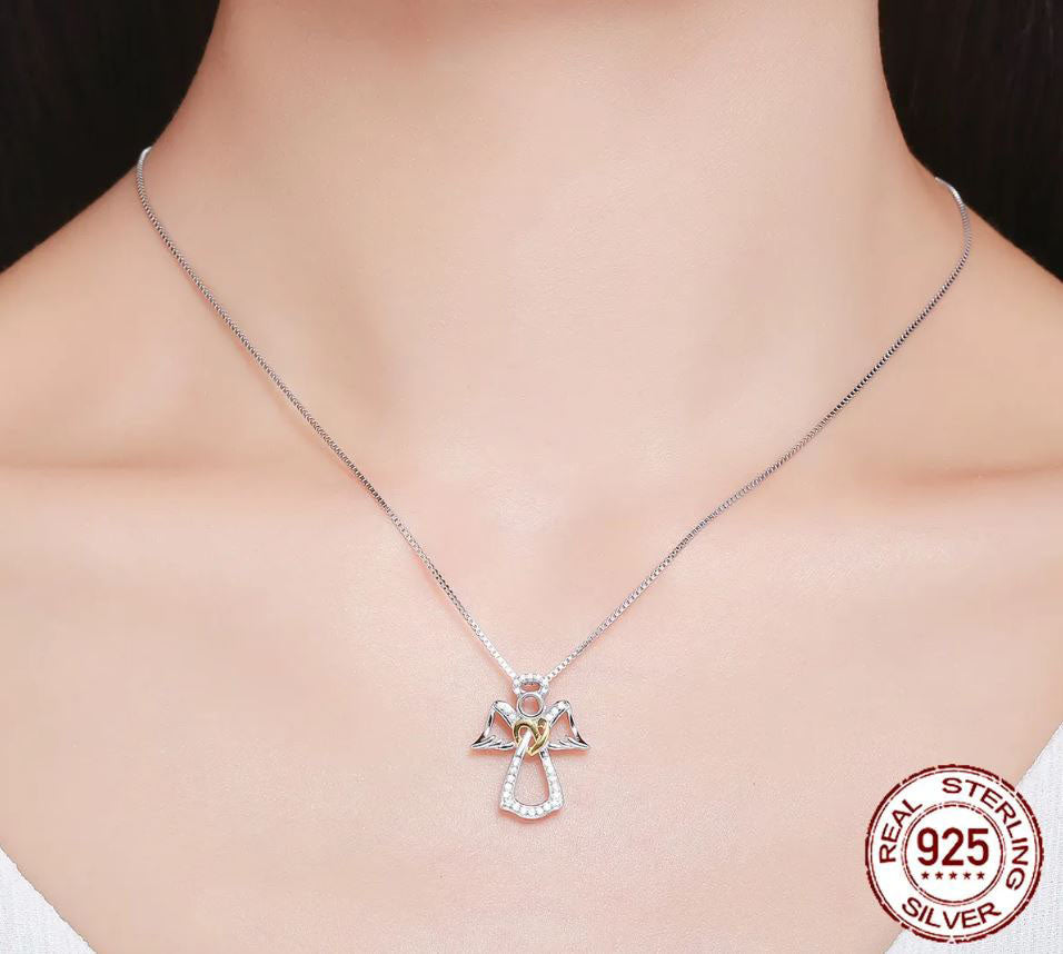Pendant Necklace Clear Guardian Angel