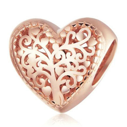 Heart Charm Tree of Life rose gold