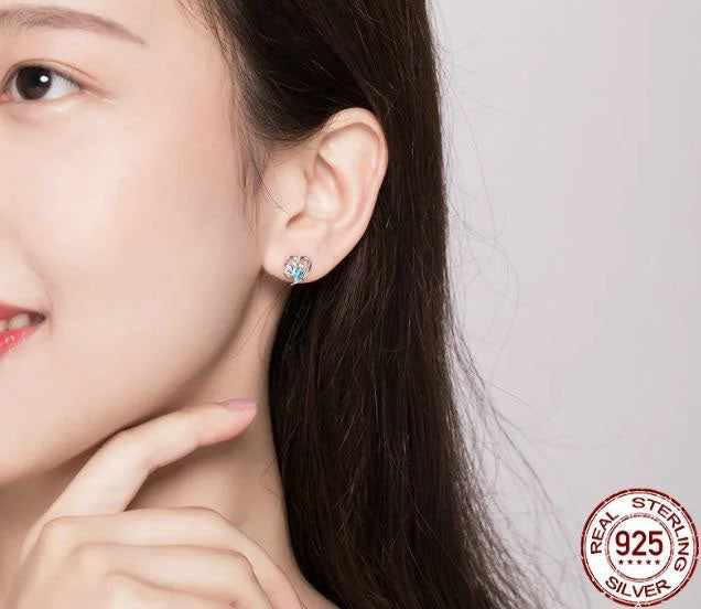 Stud Earrings Heart Dog Cat Paw Footprint