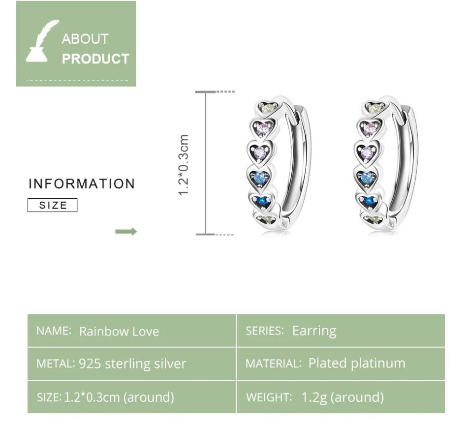 Hoop Earrings Pave Rainbow Heart