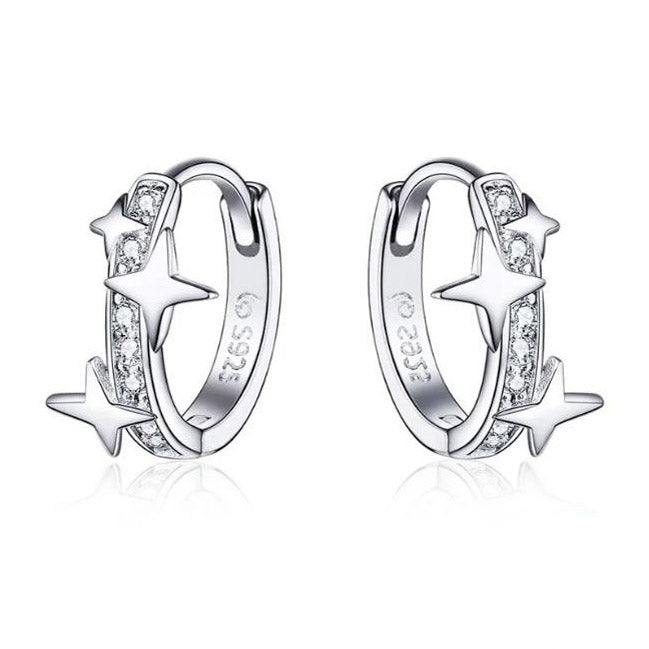 Sterling Silver Earrings star Hoop