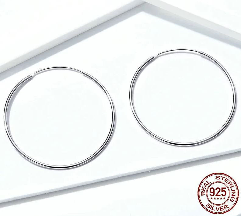 Sterling Silver Earrings For Women Hoop Round