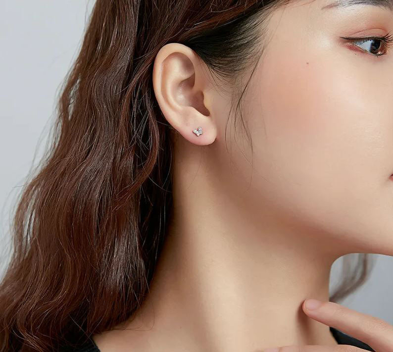 Screw Back Earrings Stud Insect Butterfly