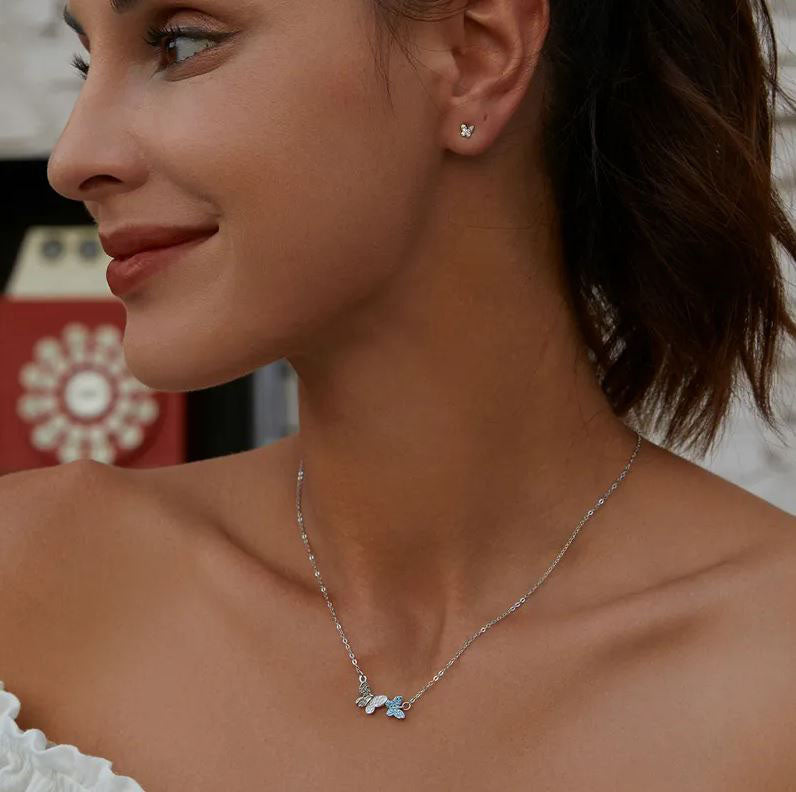 Butterfly  Earrings Insect Screw Back Stud Sterling Silver