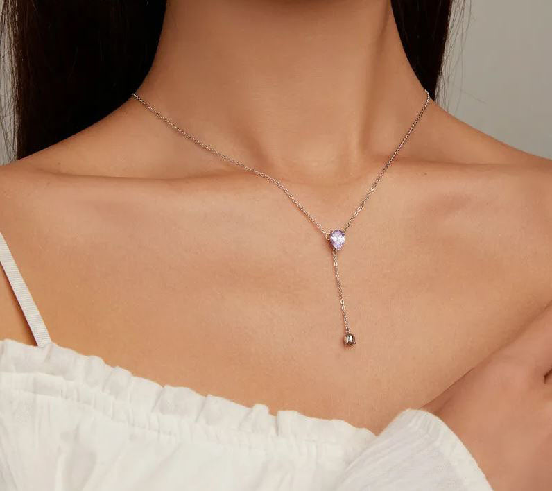 Lily of the Valley Necklace Pendant Purple Flower