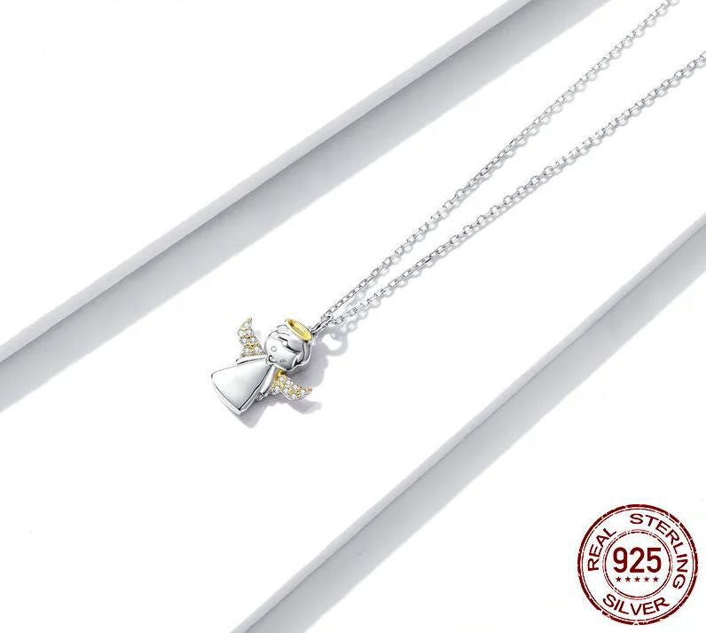 Little Angel Necklace Pendant Halo Gold