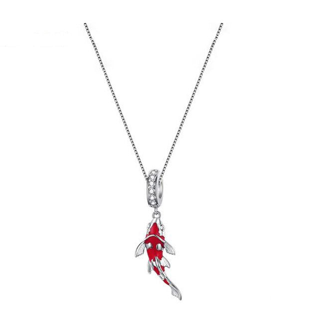 Sterling Silver Lucky Koi Fish Necklace For Women pendant