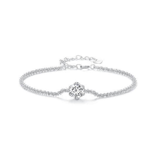 Silver Bracelet Tennis Moissanite Clear
