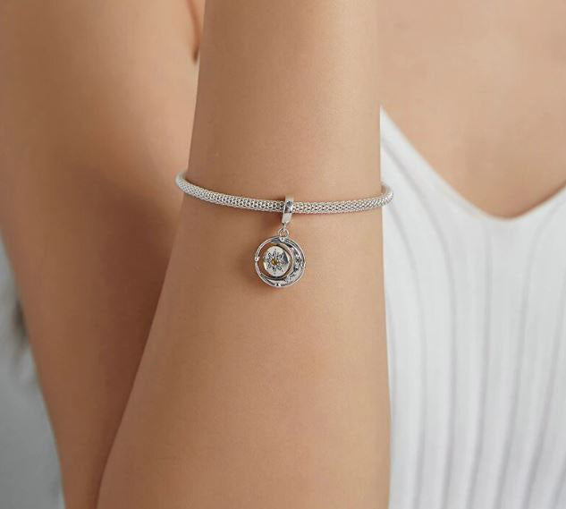 Charm For Women Shining Star Moon 925 Sterling Silver