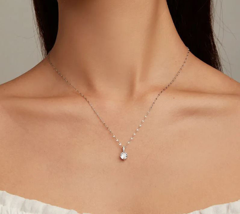 Necklace For Women Pendant Round 925 Sterling Silver