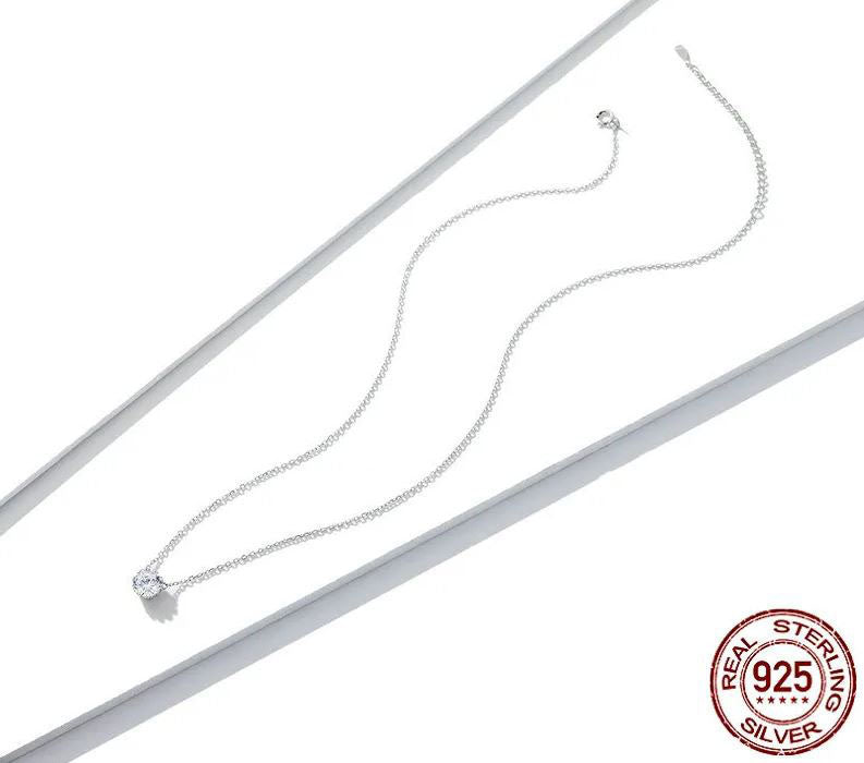 925 Sterling Silver Round Necklace For Women Clear