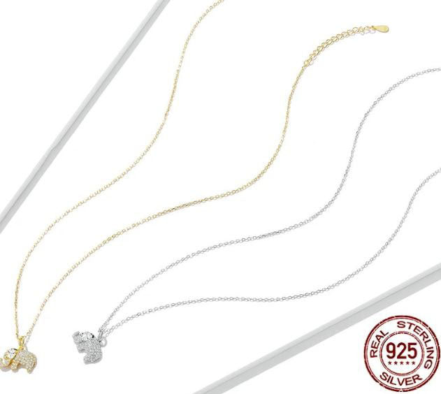 Baby Elephant Necklace Pendant Animal Gold
