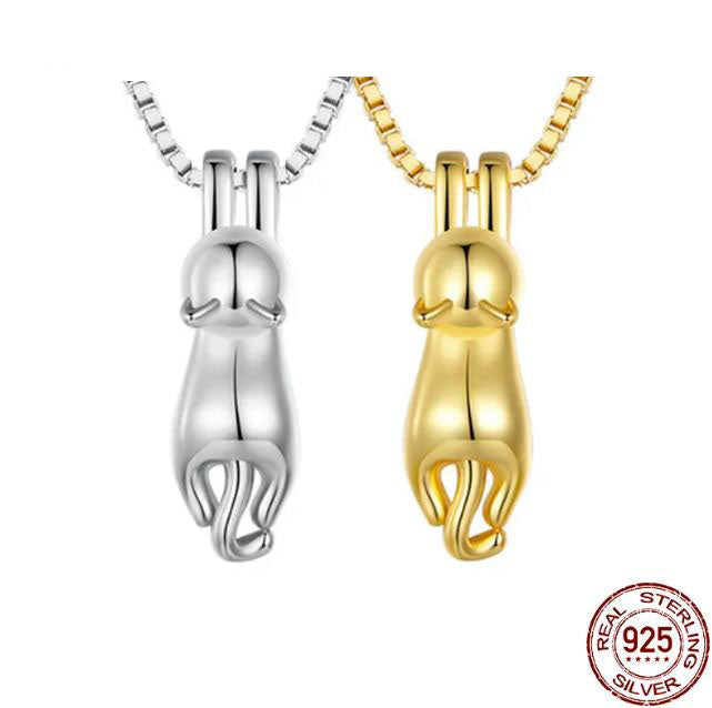 Pendant Necklace Gold Kitten Sterling Silver