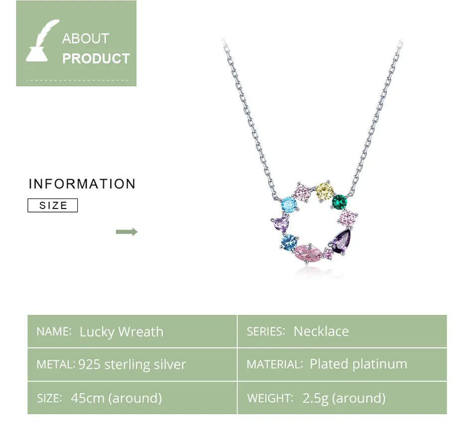 Necklace For Women Pendant Lucky Wreath 925 Sterling Silver
