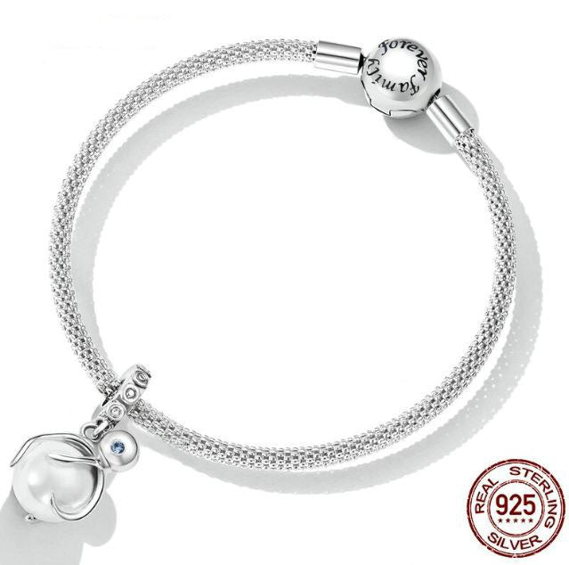 Charm Sterling Silver Round Octopus Shell Bead