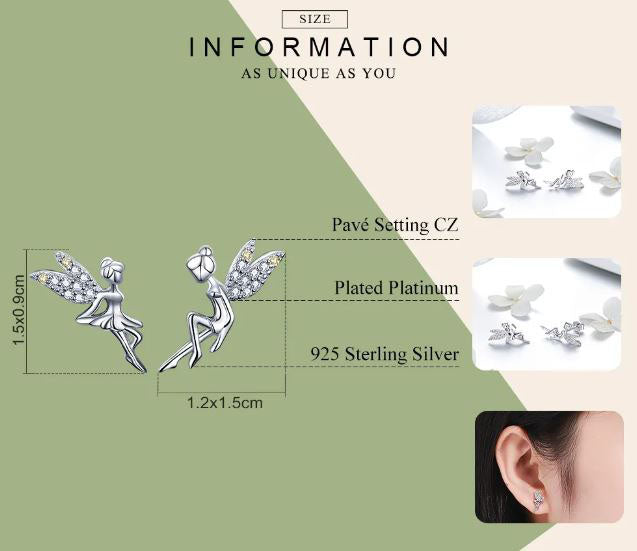 Screw Back Earrings Stud Pave Fairy