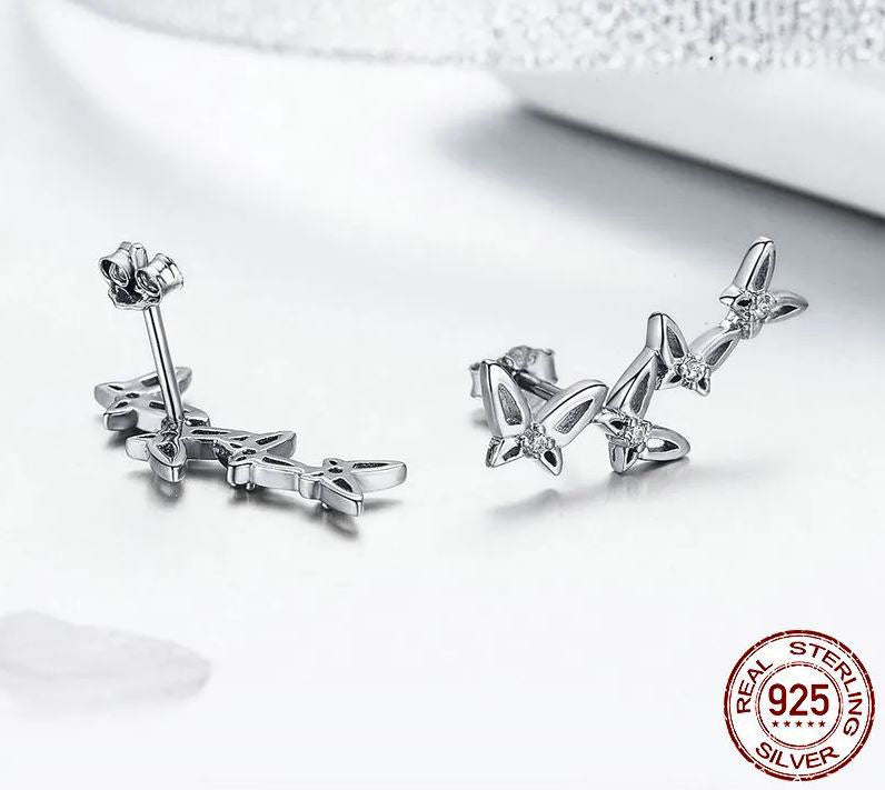 Earrings For Women Dancing Butterfly Stud 925 Sterling Silver