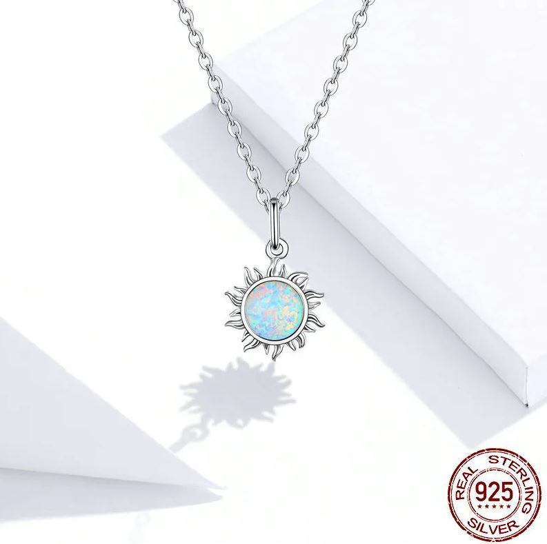 Sun Necklace Pendant Turquoise White