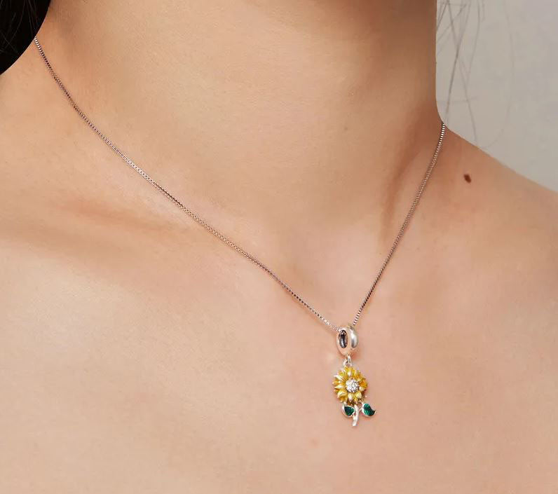 Necklace For Women Pendant Sunflower 925 Sterling Silver