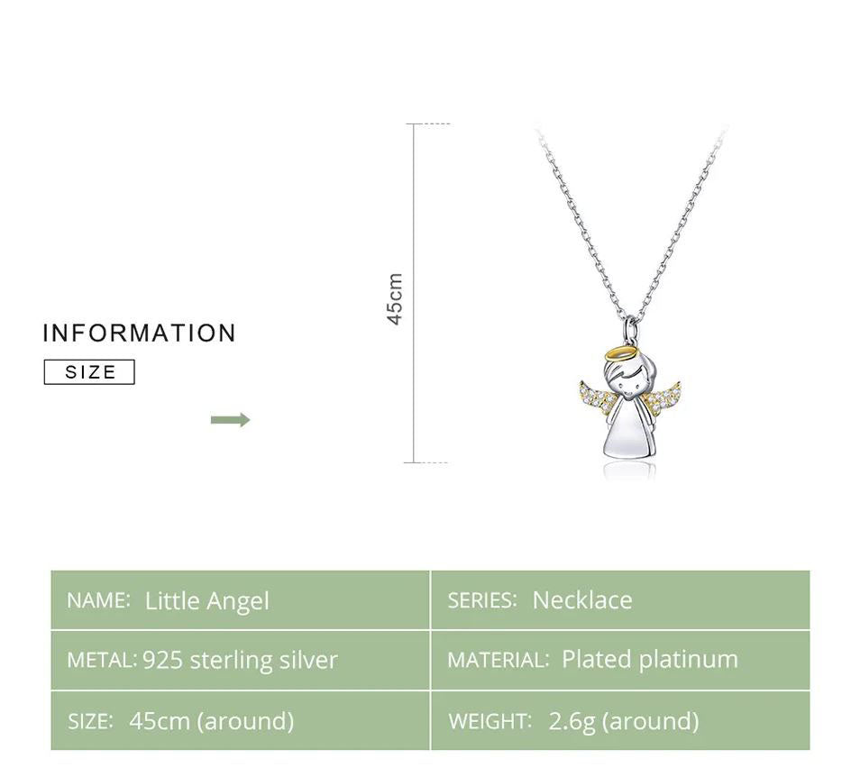925 Sterling Silver Little Angel Necklace Cubic Zirconia Gold