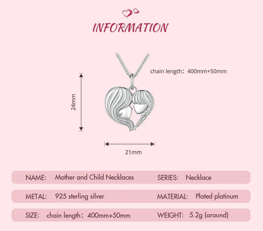 925 Sterling Silver Mother and Daughter Necklace Link Chain
