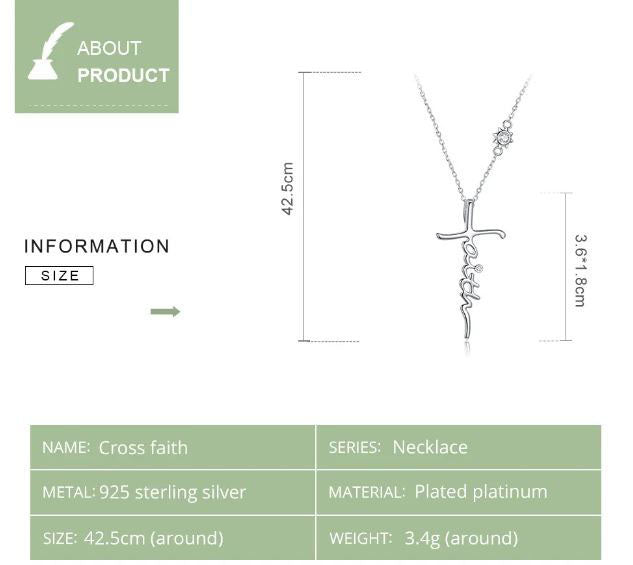 925 Sterling Silver Cross Necklace Cibic Zirconia Clear