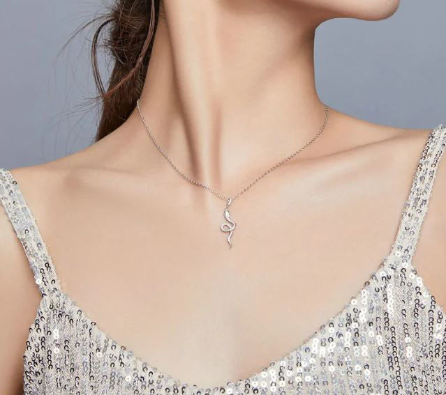 Snake Necklace Pendant Clear Animal