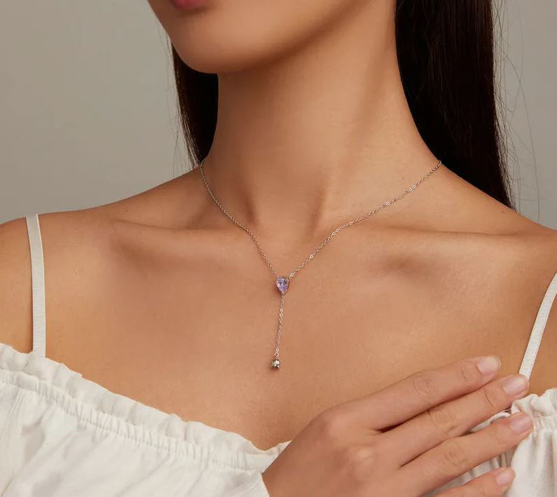 Flower Necklace Pendant Purple Lily of the Valley Sterling Silver